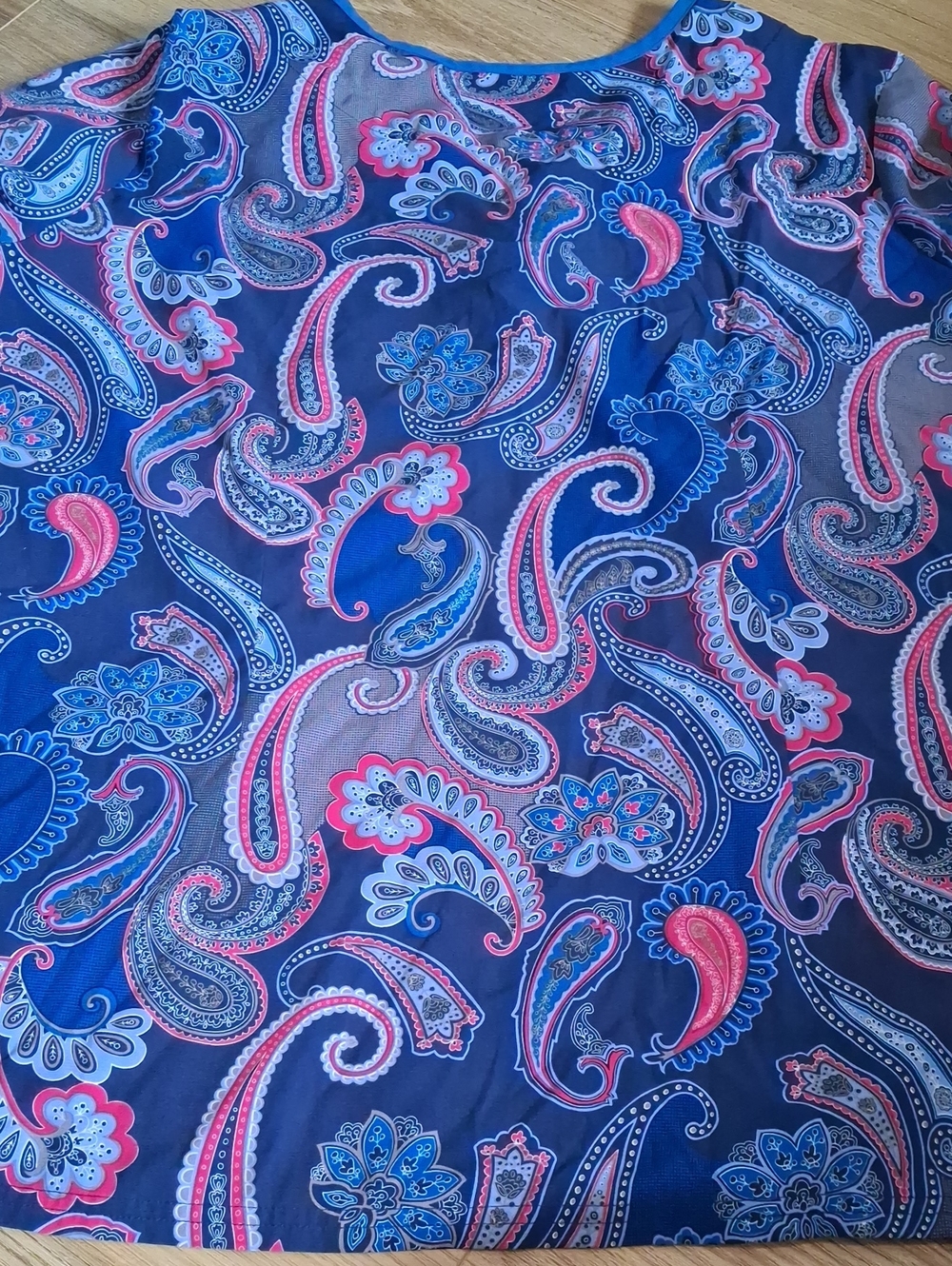 Easy Stetch Paisley Zip Front Dress in Blue & Pink Size 2xl Like New